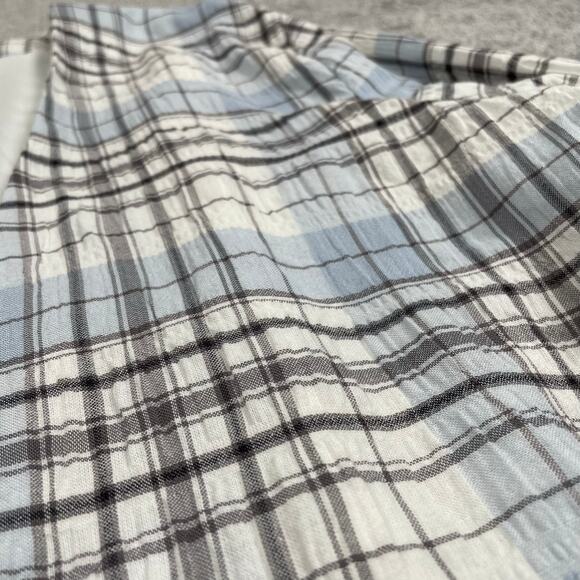 Melrose and Market Plaid Seersucker Oversized Blazer Womens M Blue White Jacket - Picture 6 of 16